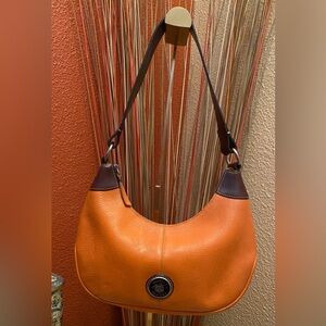 GUC- Vintage Dooney & Bourke Orange and Brown Hobo Bag - Y2K